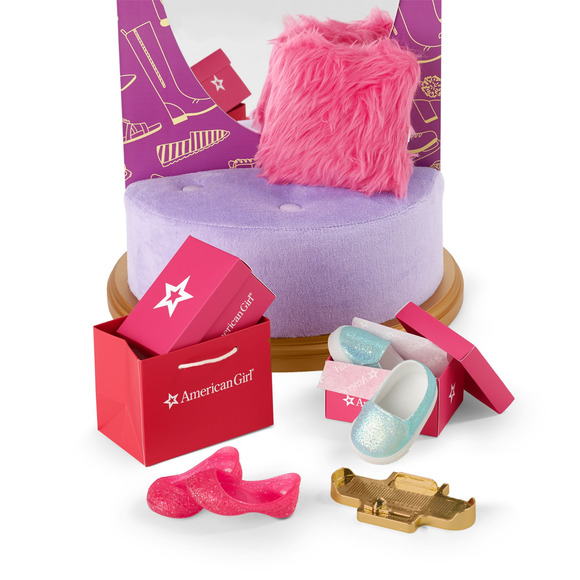 American Girl SHOE STORE STORAGE TOWER Shoes Sizer Boxes Mirror Pillow Seat Bag - Picture 4 of 10